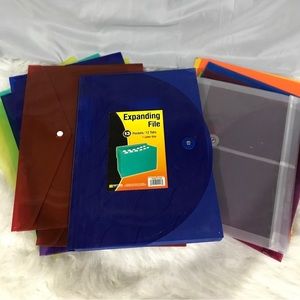 Expanding File 13 Pockets/12 Tabs~Letter Size No Closure With 17 Plastic Folders